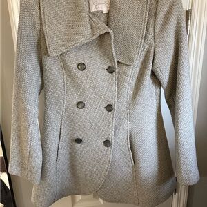 Jessica Simpson Gray Pea Coat Double-Breasted Wool Blend